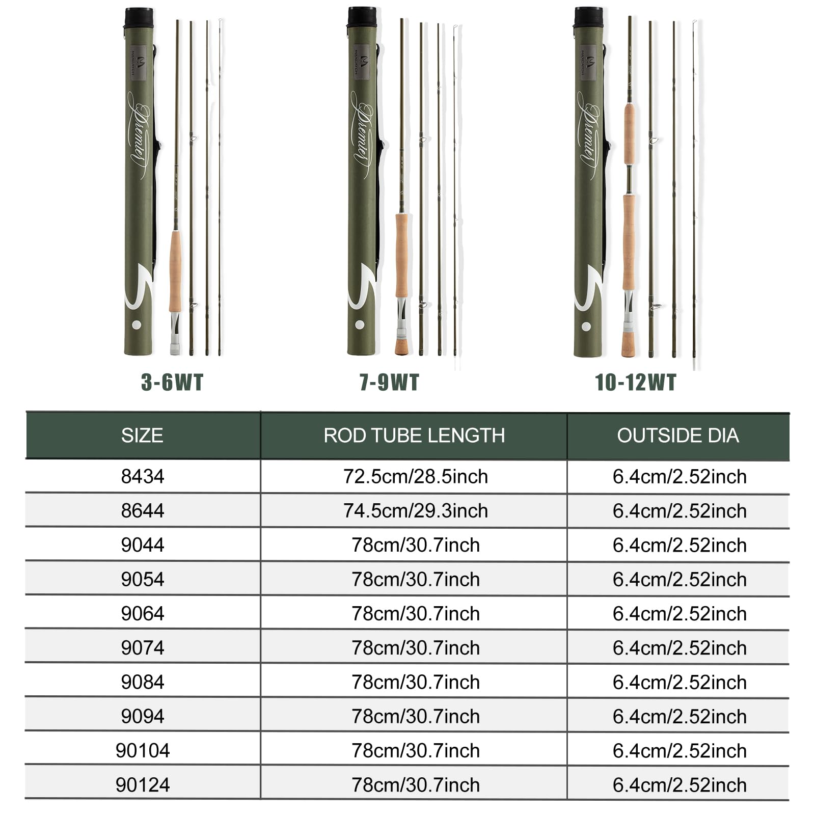 Maximumcatch Premier X Fliegenrute, IM8 Graphit, MOD Fast Action, 3-12WT, mit Rutetasche