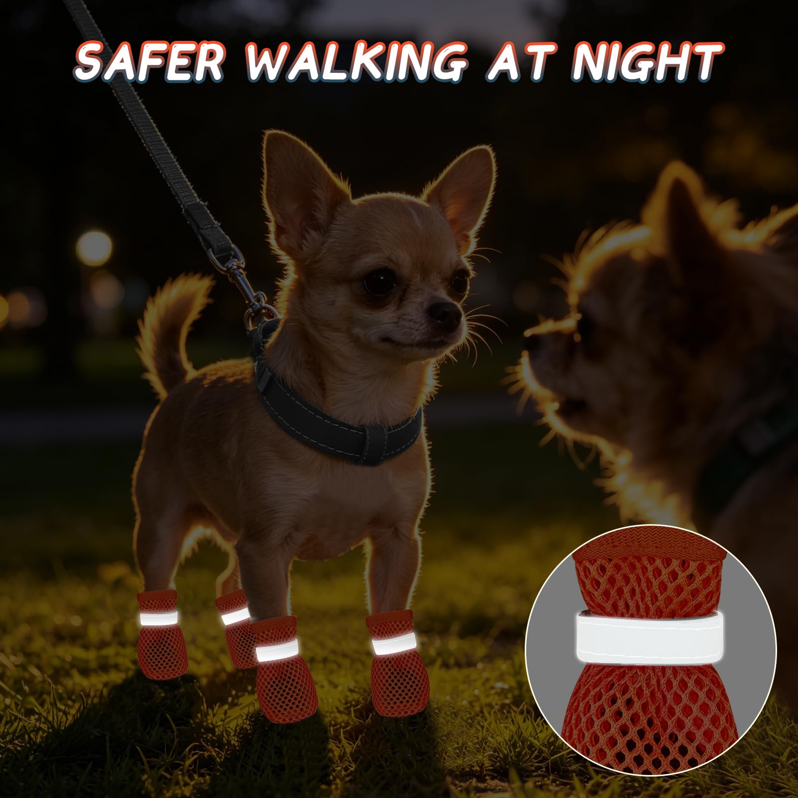 Scarpe Estive per Cani, 4 Pezzi, in Rete, Antiscivolo e Traspiranti, Protettive per Superfici Calde, Erbose e Bagnate Attenzione: non scegliere la taglia che usi abitualmente