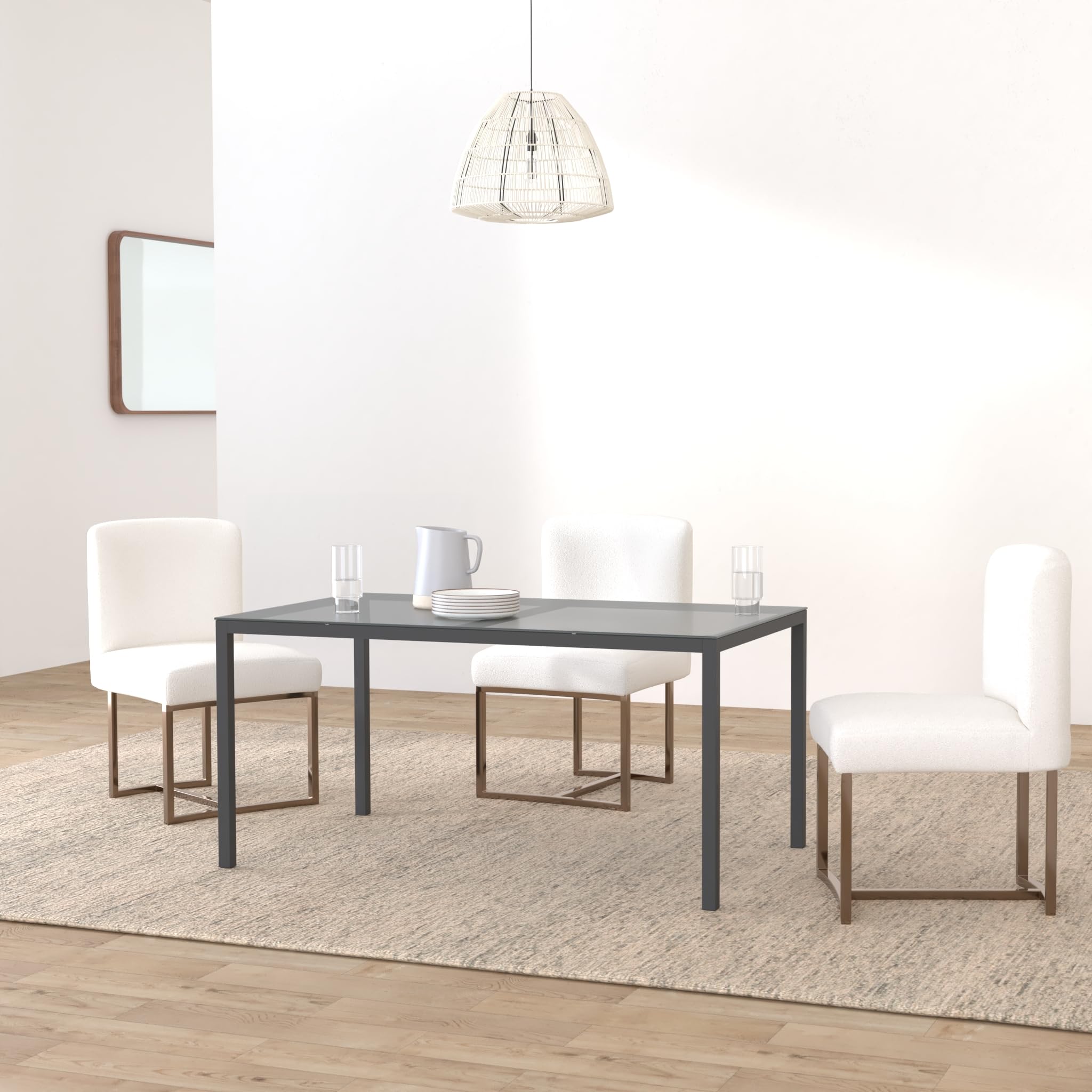 AVANTI TRENDSTORE - Sedico - Tavolo da giardino, in metallo nero con superficie in vetro grigio. Disponibile in 2 diverse misure. (LAP 150x72x90 cm)