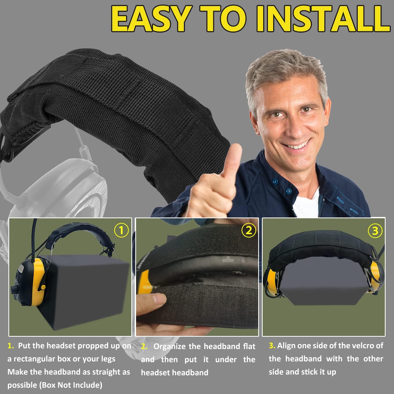 PROHEAR HC01 Headset Cover Tactical Advanced Earmuffs Modular Cover Fit for 3M WorkTunes Peltor Howard Leight Impact Walkers Razor - Black - Image 4