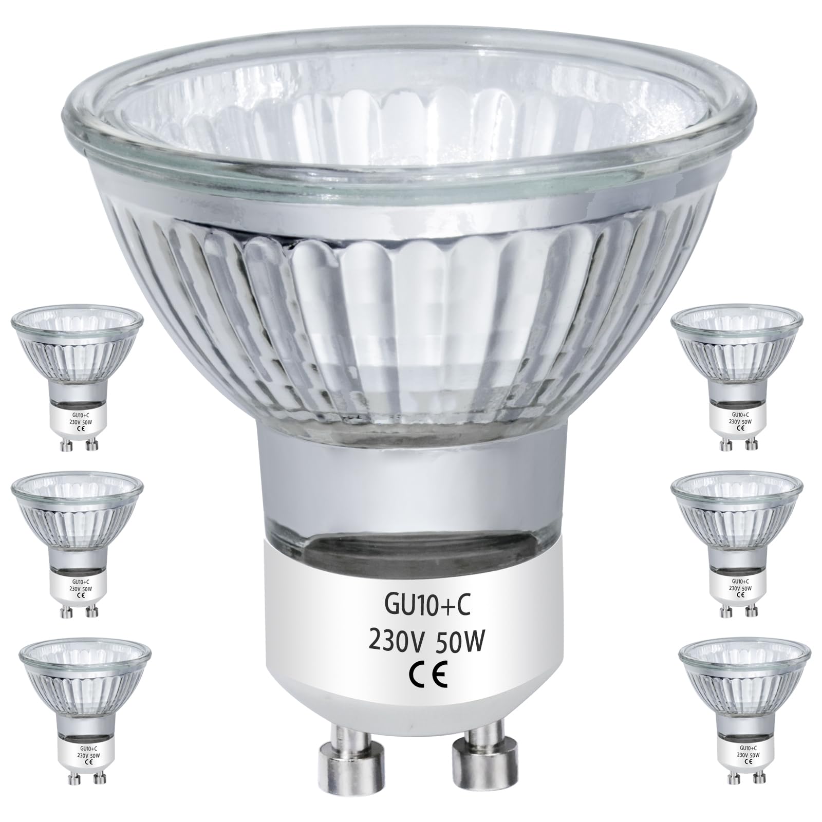 EKSAVE GU10 Halogen Birnen 50W 230V MR16 für Track, Einbau, Akzentbeleuchtung, Deckenleuchte, Dunstabzug, Dimmbar Warmweiß, Pack von 6