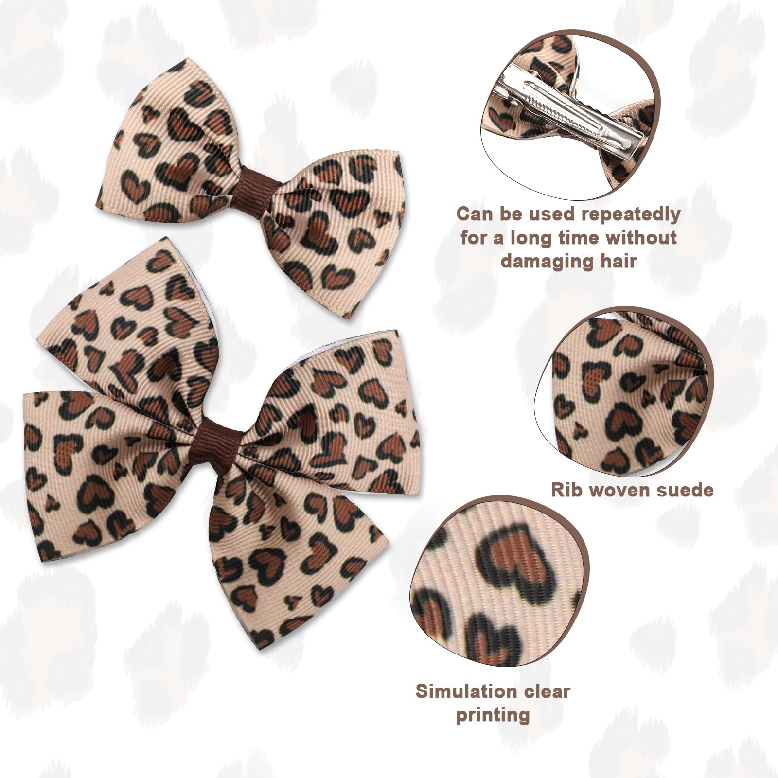 4pcs Leopard Bow Hair Clips - Image 4