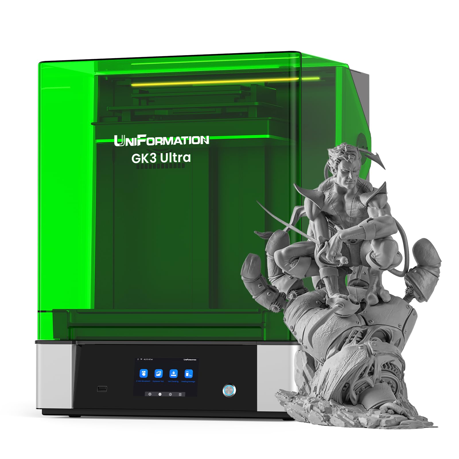 UNIFORMATION Großer Harz-3D-Drucker GK3 Ultra 13,5-Zoll 16K UHD Mono-LCD-Bildschirm 3D-Harz-Drucker 300 x 160 x H300mm Bauvolumen mit intelligentem, automatisch erkanntem Heizsystem