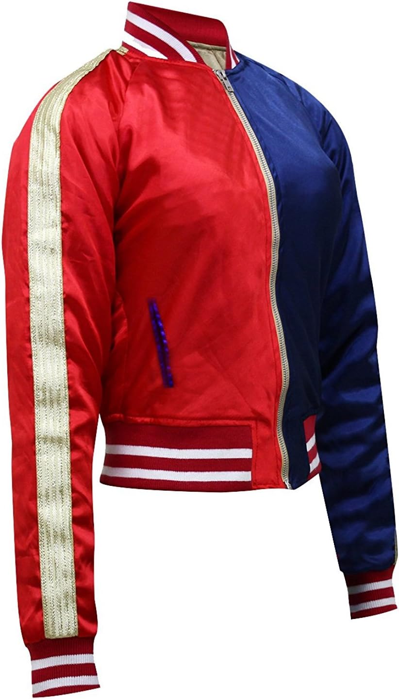 Stylowears Harley Quinn Jacket โ Margot Robbie Sucide Squad Jacket - Halloween Costume (Large, Red & Blue)