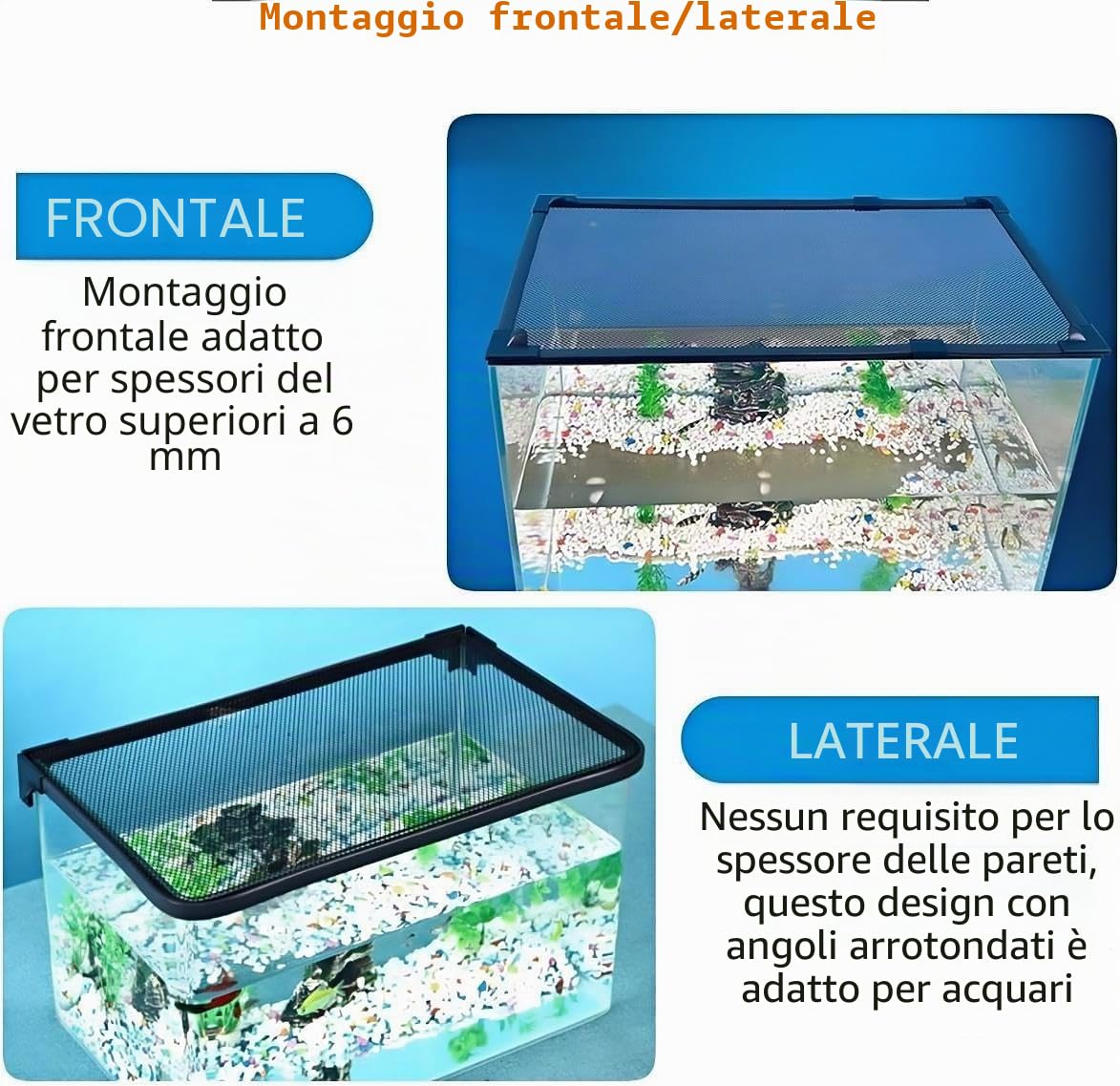 Copertura magnetica fai da te per il coperchio del serbatoio dei pesci, rete protettiva 94,7 x 45,7 cm, impedisce ai pesci di saltare fuori e prevenire la fuga di rettili, tartarughe, ecc