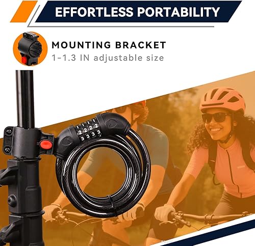 Miniatura 7 de SEPOX Paquete de 4 cerraduras de bicicleta de combinación de cables extralargos de 6 pies, cerradura de seguridad retráctil de 4 dígitos, cable