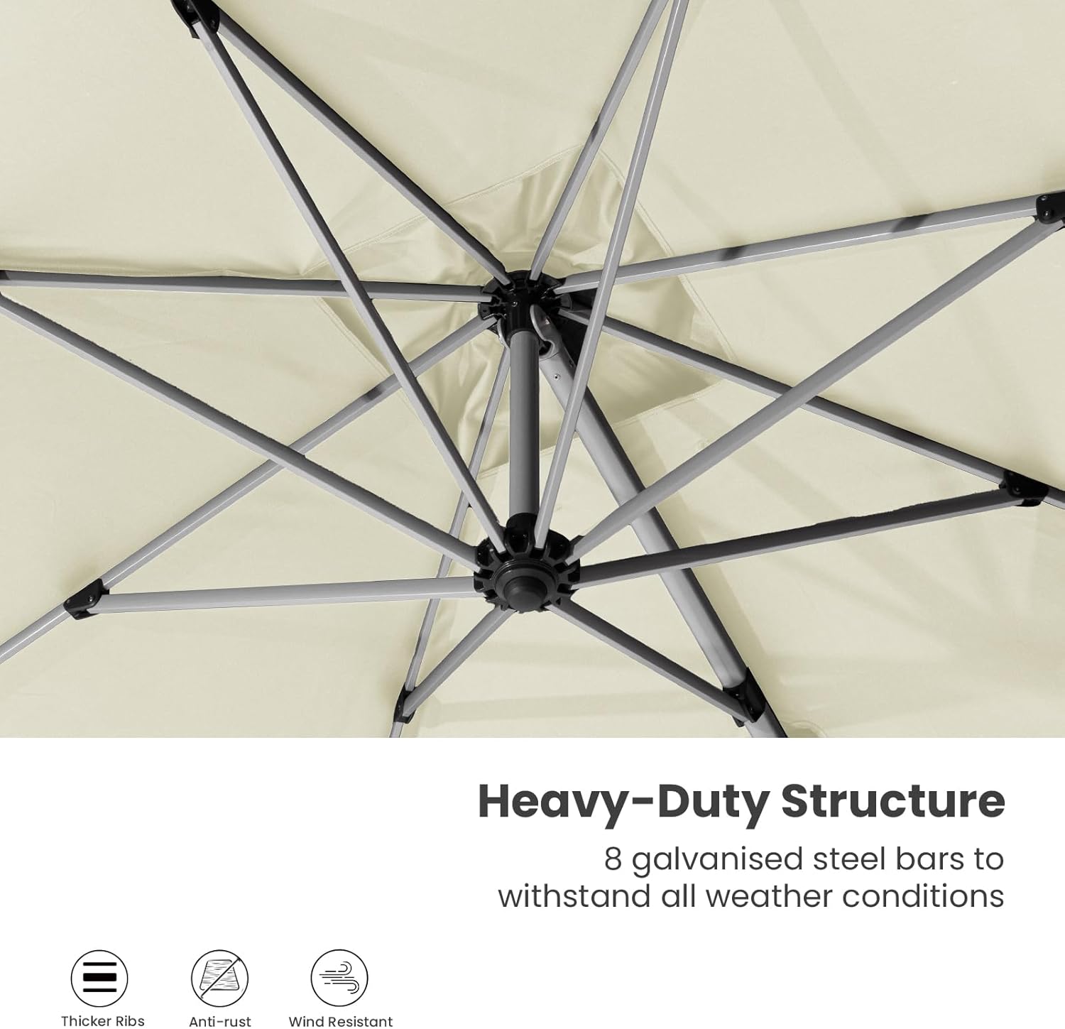 HOMPUS 9-12FT Cantilever Patio Umbrella 360°Rotation Rectangular Outdoor Umbrella