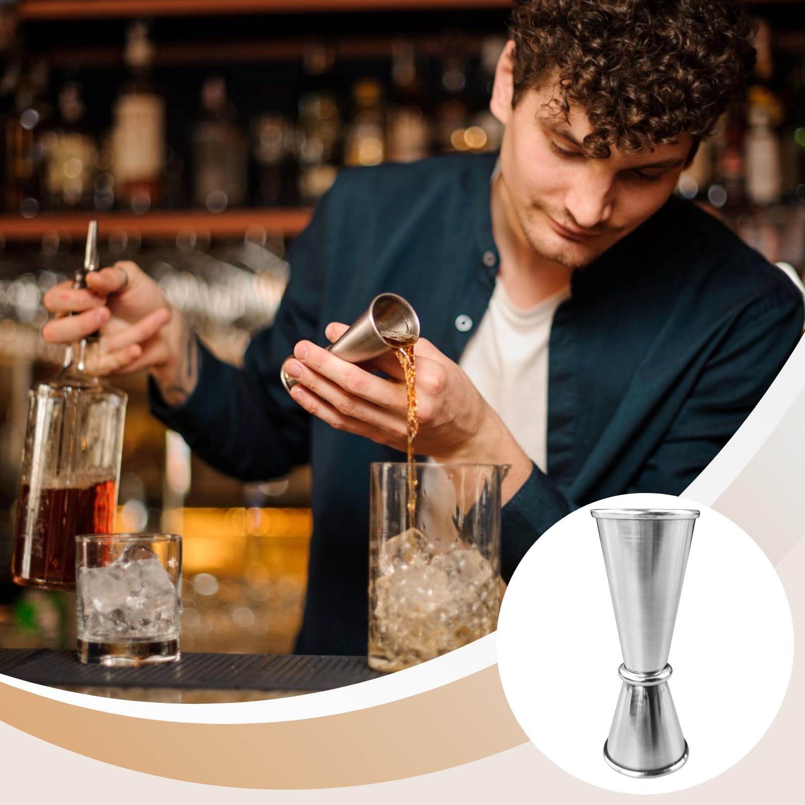 9 STK. Bartender Messbecher, doppelseitiges 1 oz 2 oz Jigger Set aus Edelstahl, Barwerkzeug für Cocktails und Getränke, zum genauen Mixen und Dosieren