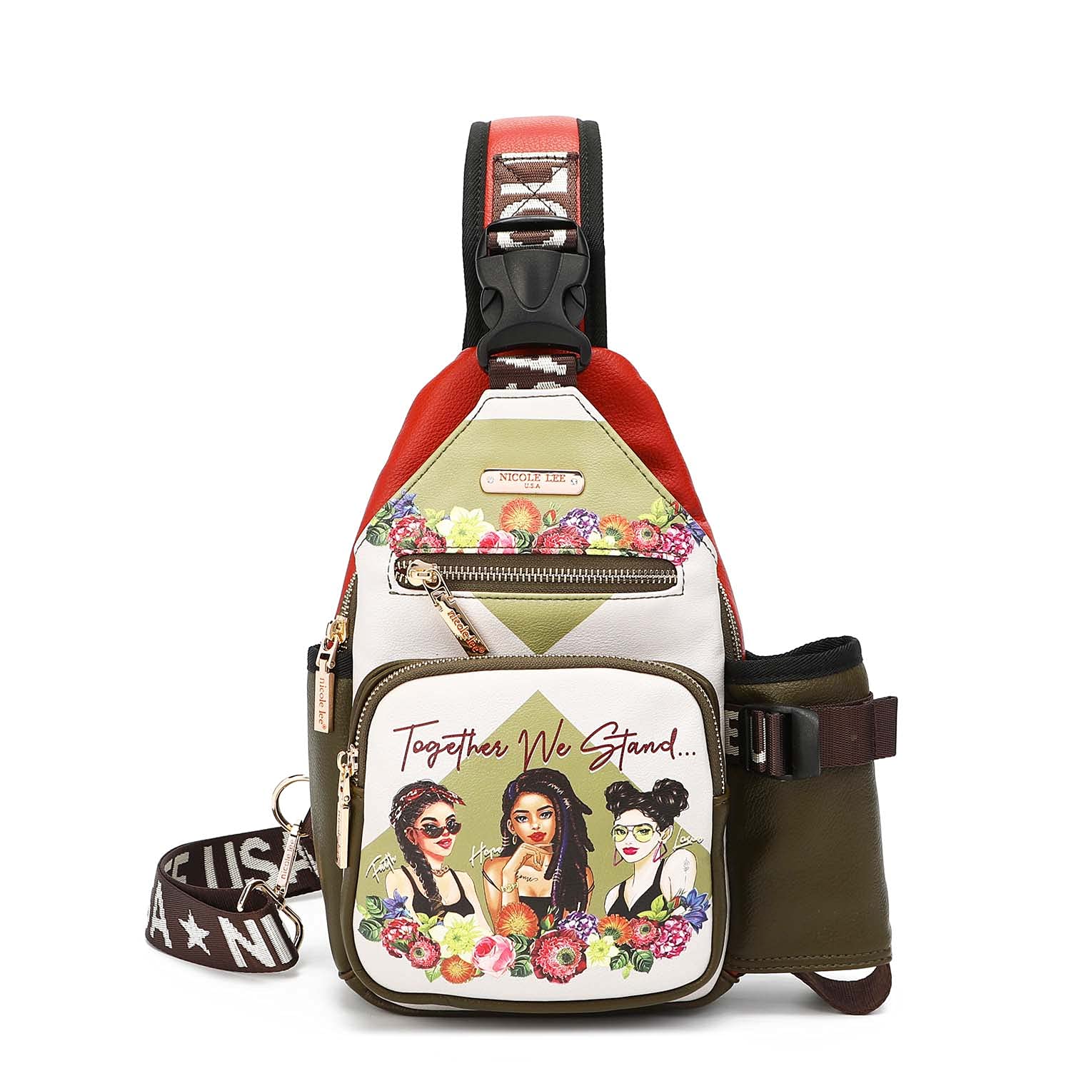 NICOLE LEE SLING BACKPACK WITH BOTTLE HOLDER Nicole Lee Sling Backpack With Bottle Holder Pattern Nicole  main image 2