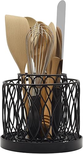Miniatura 7 de Gourmet Basics by Mikasa Twist Loop - Organizador giratorio para utensilios, 2 niveles, color negro