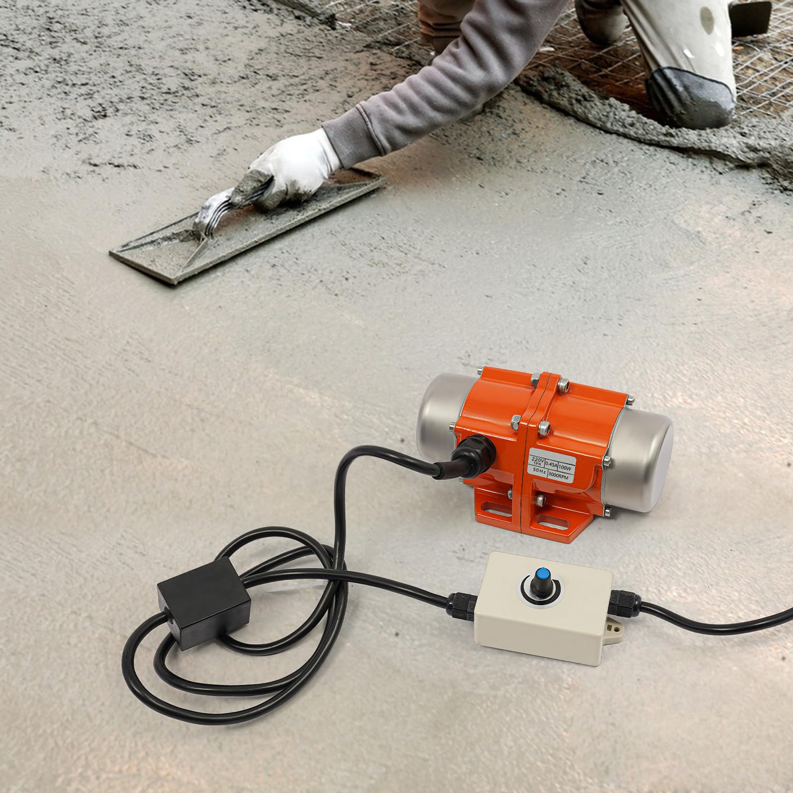 100W Vibrationsmotor mit Drehzahlregler, 1500-3000 RPM, 220V 50Hz, IP65, 1 Phase Asynchron-Vibrationsmotor, Elektrischer Rüttelmotor für Bergbau, Metallurgie, Kohle, Elektrizität, Bau (100, Watt)