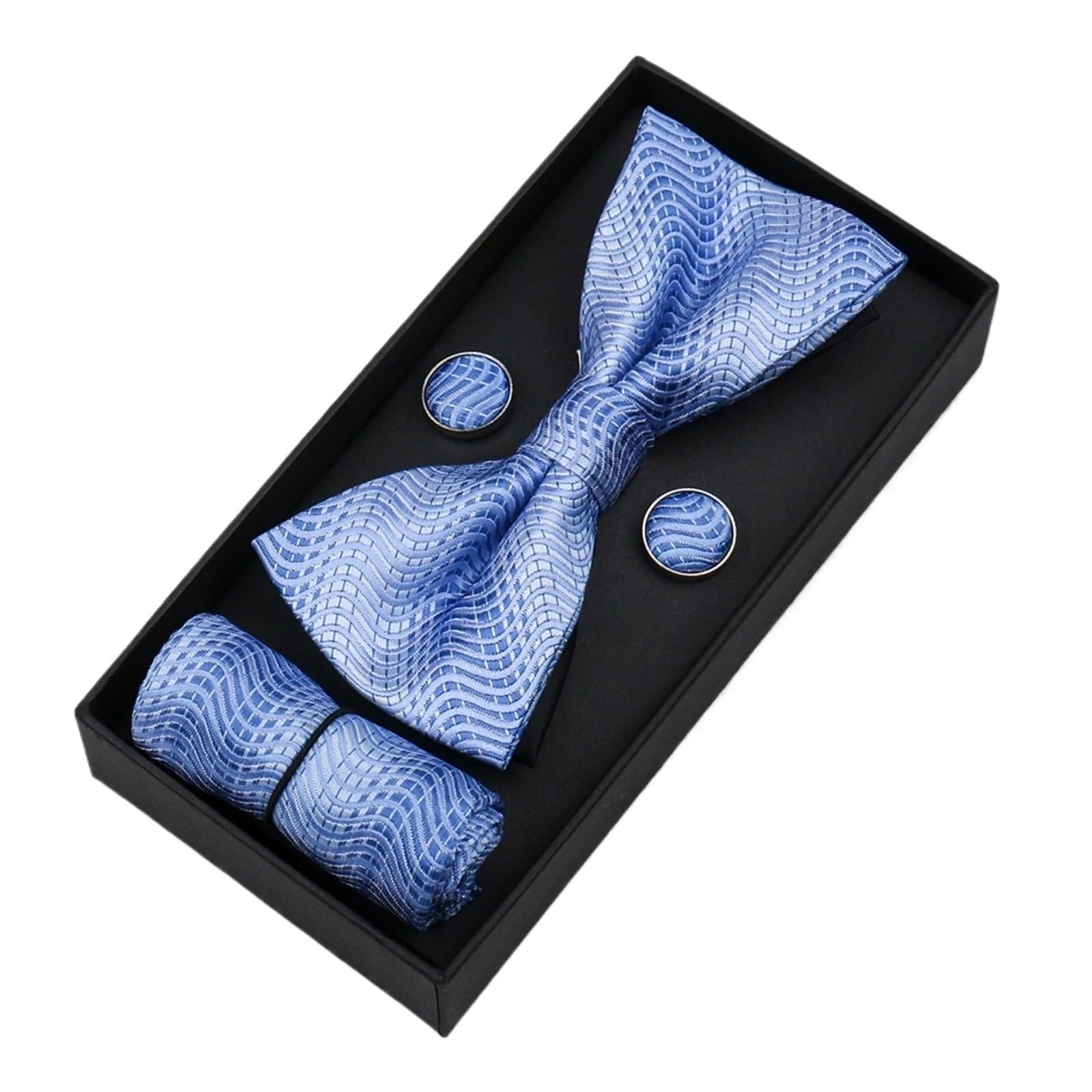 Set papillon da 2 pezzi for uomo, confezione regalo, set di gemelli fazzoletto taschino lavoro Per Uomo