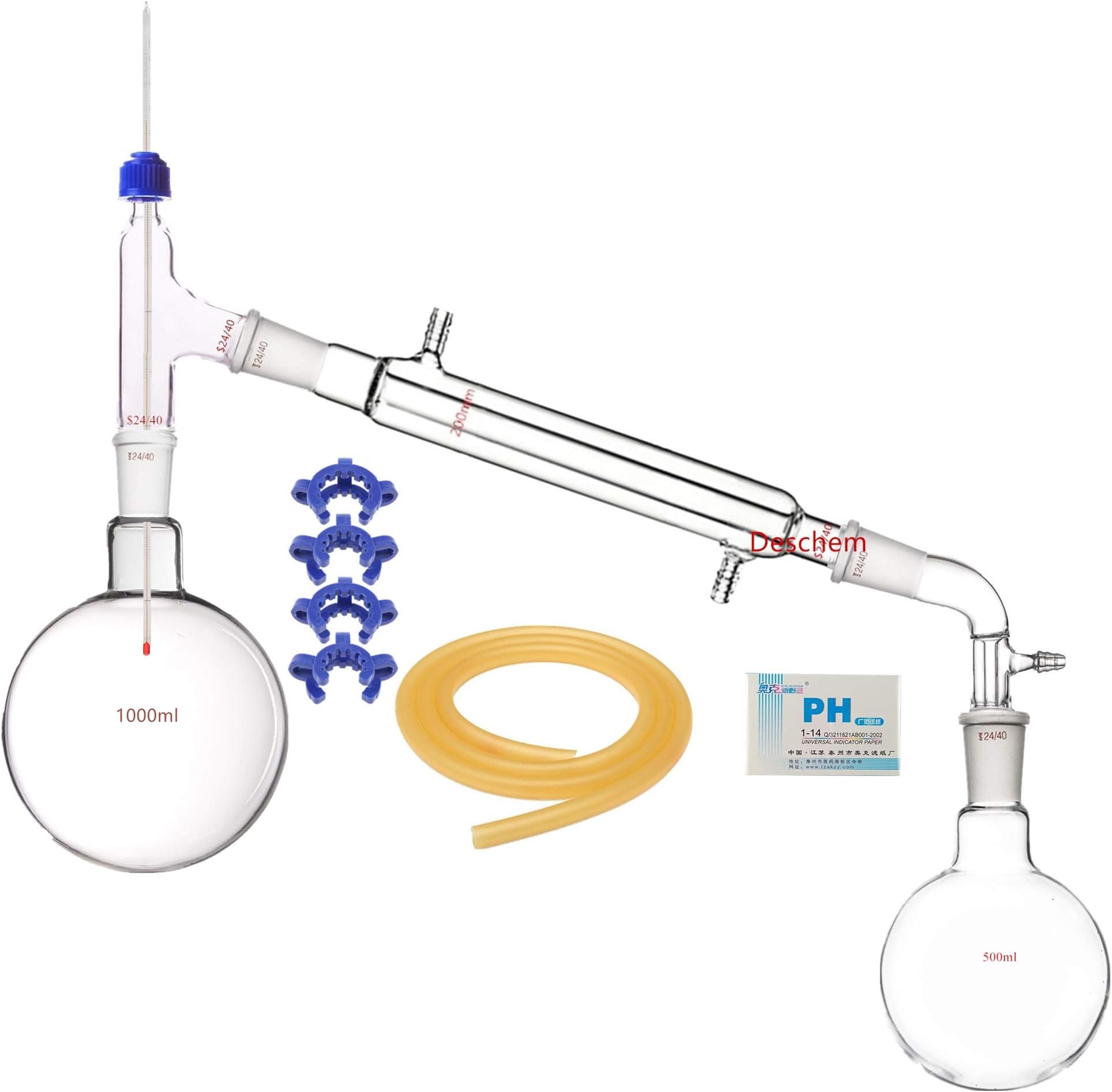 1000ml Glass Distillation Apparatus 24/40 Joint Lab Glassware Unit Chemistry Kit