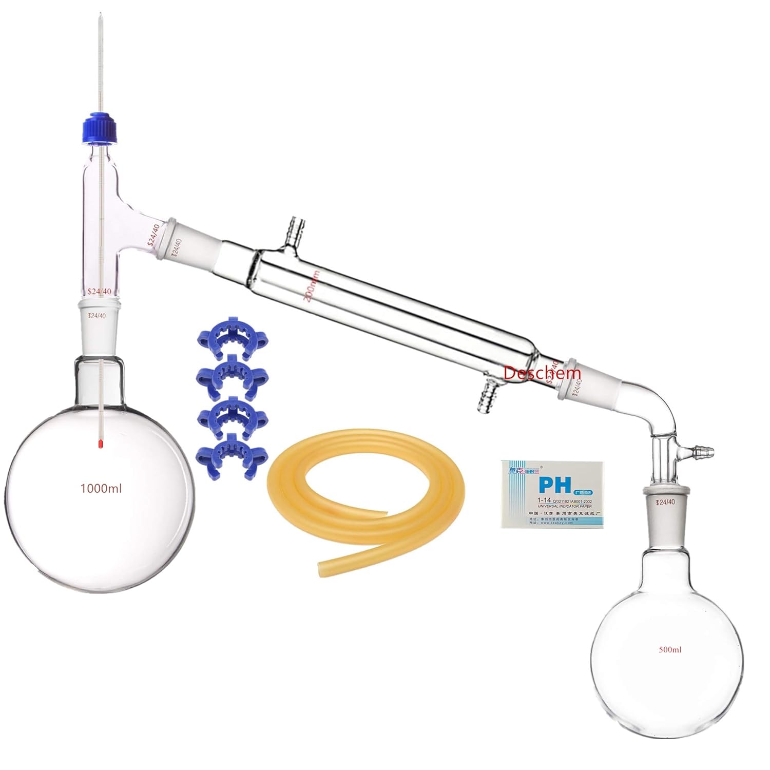 1000ml Glass Distillation Apparatus 24/40 Joint Lab Glassware Unit Chemistry Kit