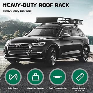 FORWODE 250LBS Universal Roof Rack Basket - 64x39x6" Adjustable Rooftop Cargo Carrier, Rust-Proof Steel for SUVs, Trucks