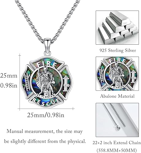 Vista 529 de Collar con colgante de plata de ley 925 con medalla de San Patrón, joyería religiosa para hombres y mujeres, con cadena de acero inoxidable 316L