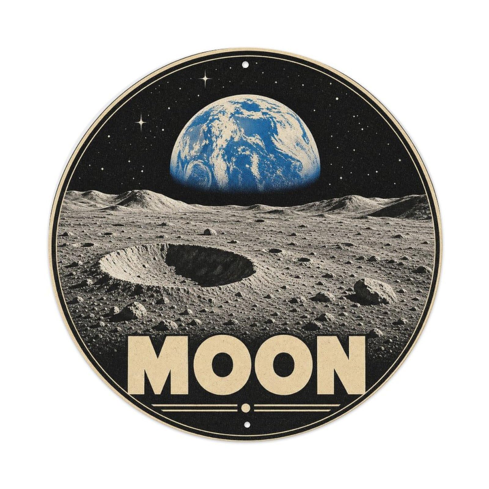 Solar System Celestial Moon Lunar Surface Vintage Space Metal Tin Sign