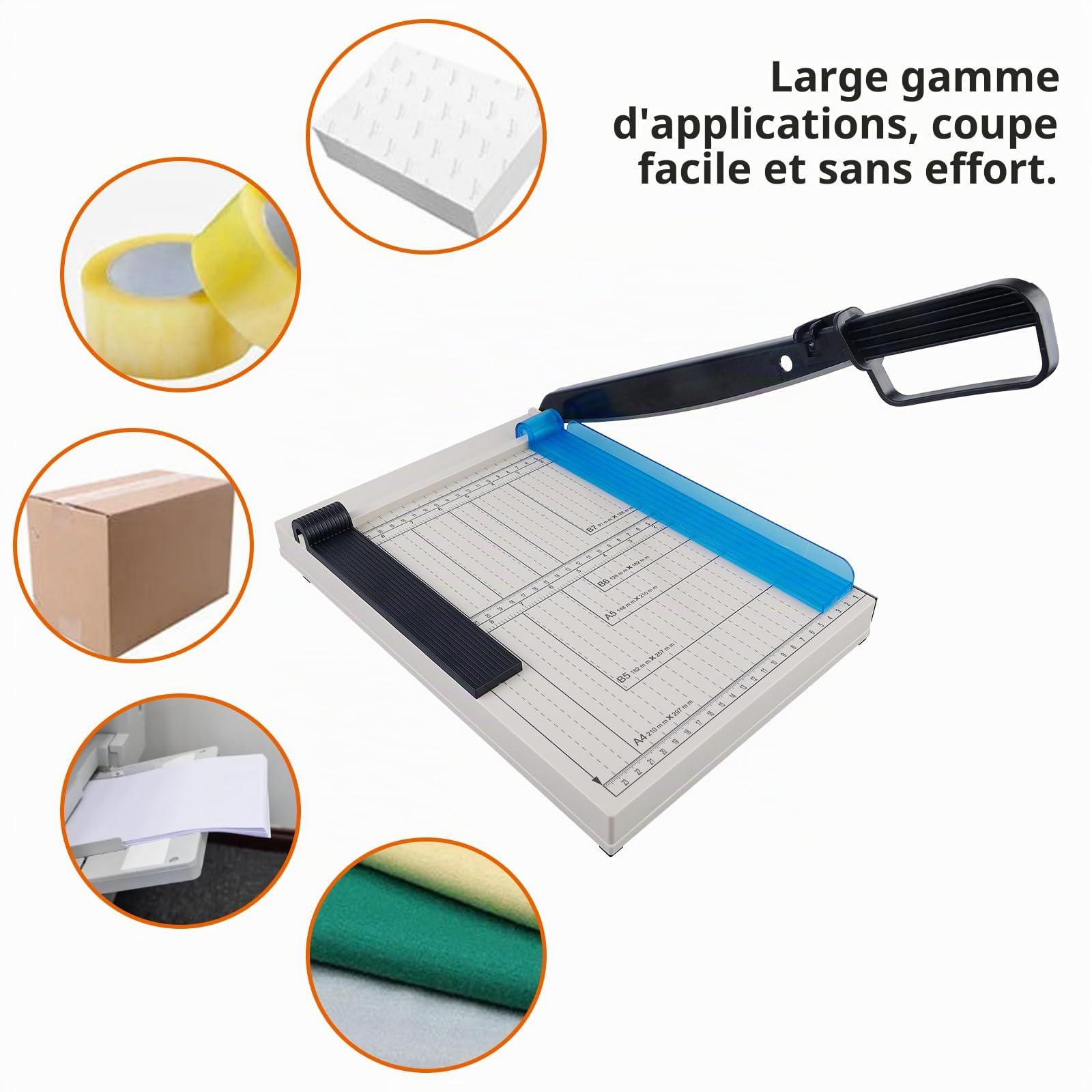 Massicot A4, Coupe Papier, Coupe-Papier, Coupeur De Papier, Papier Rogneuse En Titane Avec Dispositif De Protection, Coupeur Guillotine Portable (Performance De Coupe De 16 Feuilles)