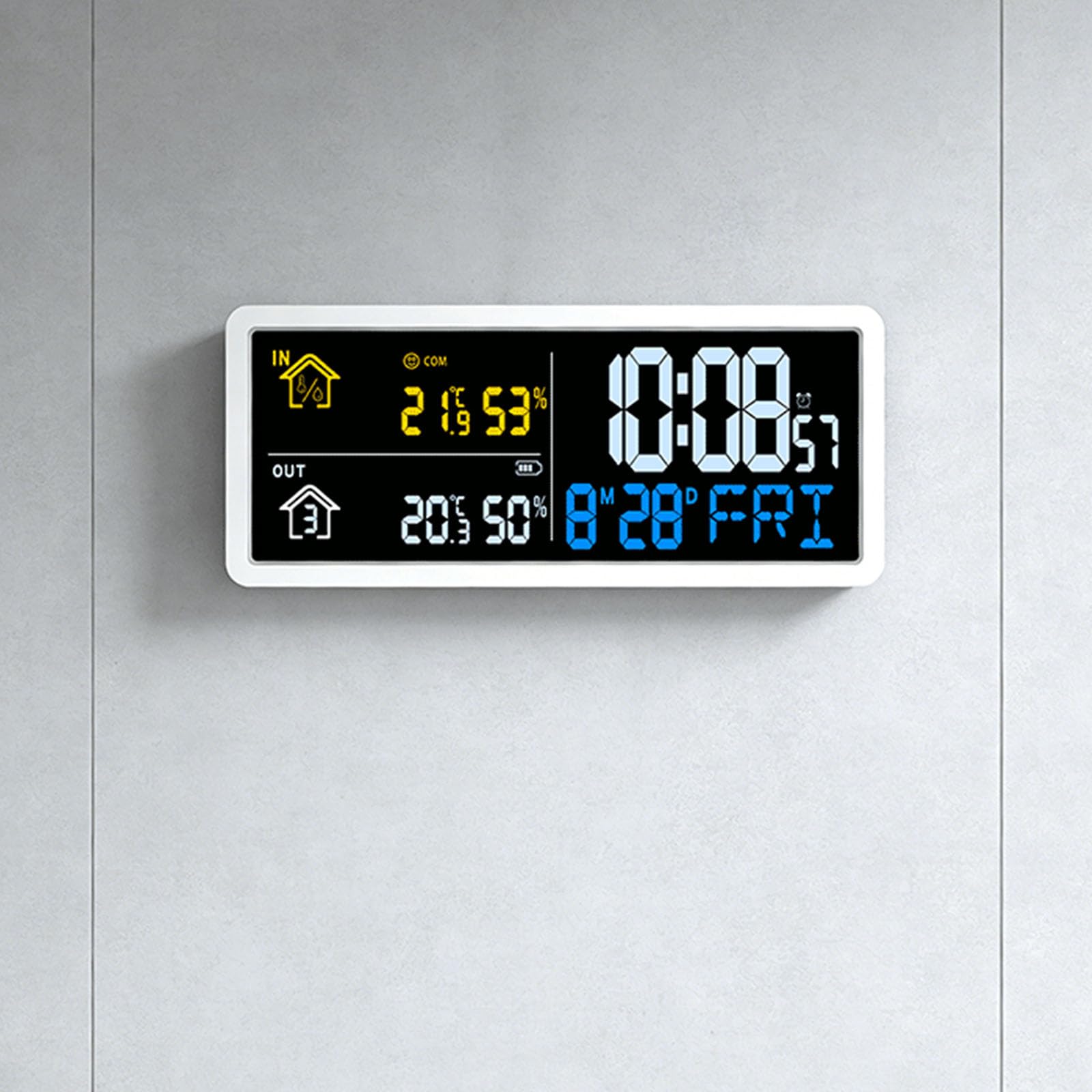 Reloj digital con pantalla grande para hora, fecha y humedades, temperatura, oficina, visualización digital, reloj de pared grande