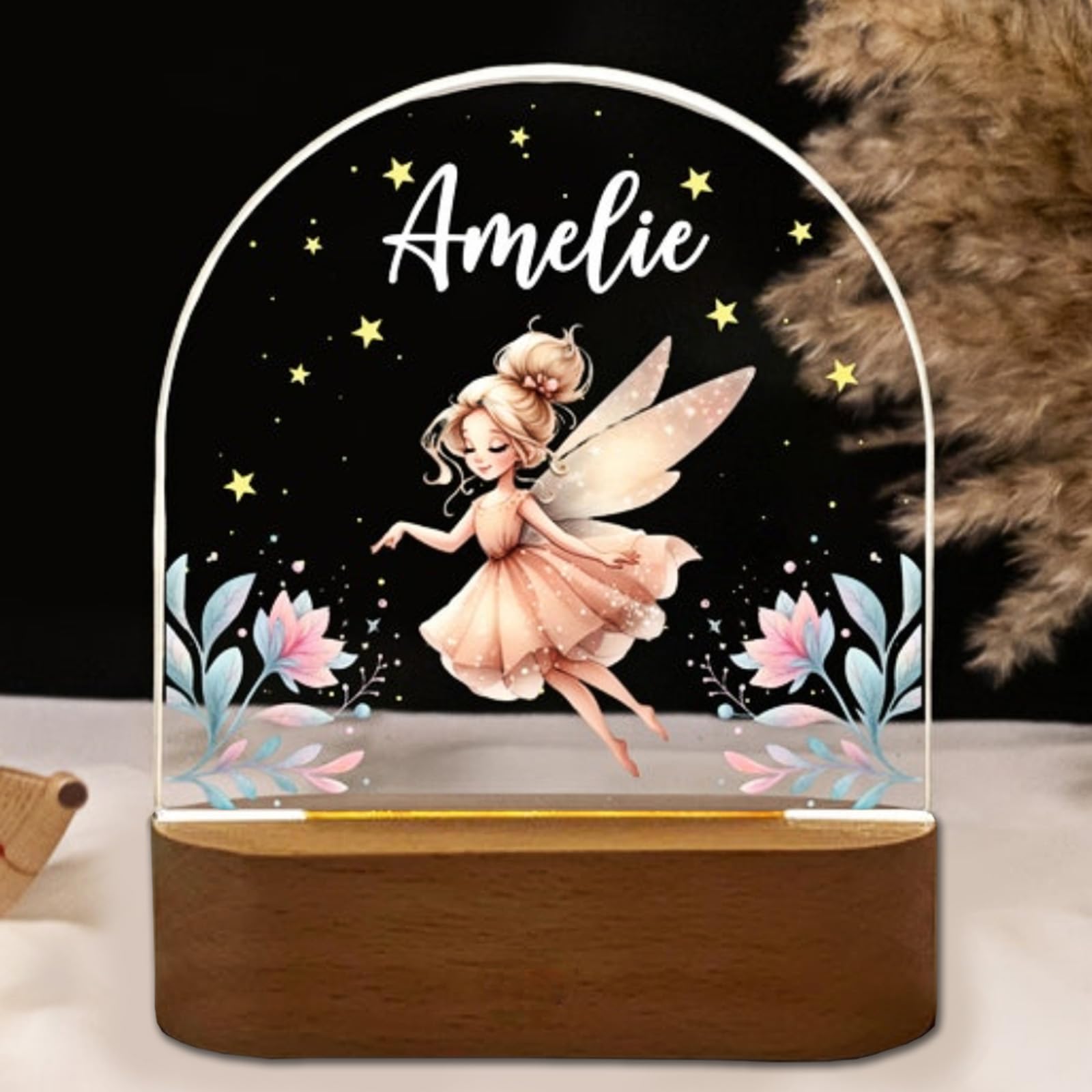Fallover Personalised Baby Boys Girls Gifts, Custom LED Night Light Lamp for Babys Nursery - Cute Animals Design, Personalised Kids Sleep Light for Daughter, Son, Niece, Granddaughter, New Baby (23)