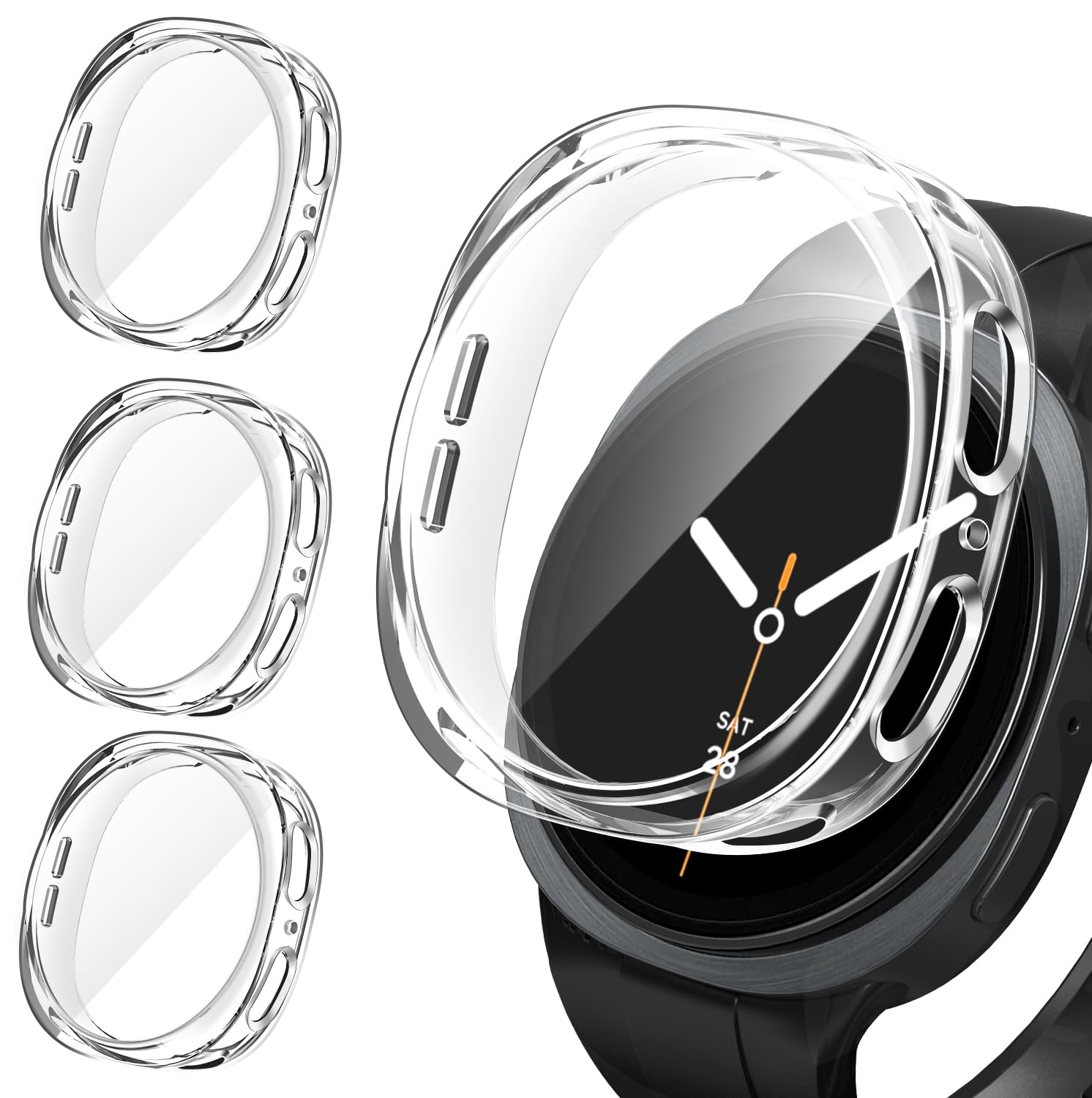 iVoler 3 szt. przezroczyste etui z osłoną ekranu do Samsung Galaxy Watch 8 40 mm, pełne zakrycie, ochrona przed zarysowaniami, ultra cienkie, miękkie etui TPU, przezroczyste