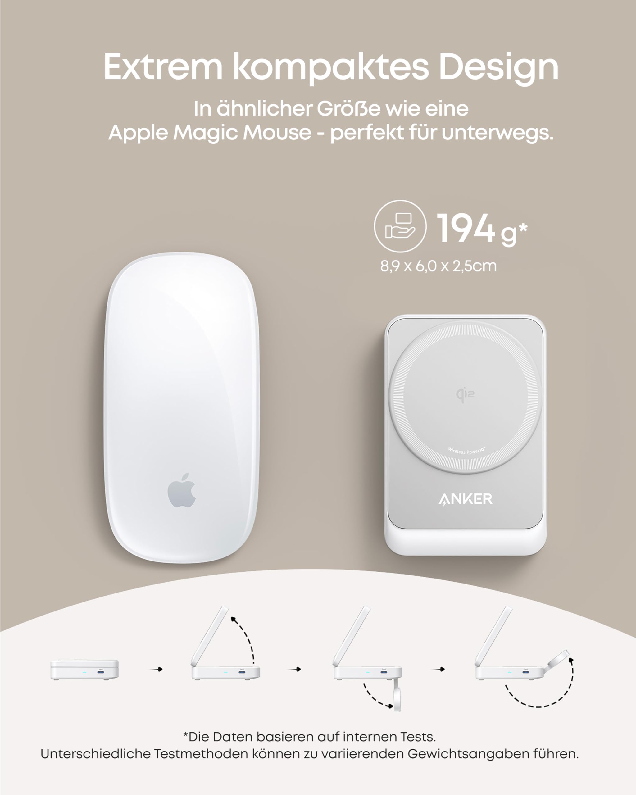 Anker MagGo 3-in-1 Ladestation, Qi2 zertifizierter 15W kabelloser Ladeständer, MagSafe kompatibel, Apple Watch Ladegerät, Für iPhone 17/16/15/14, AirPods, Apple Watch 9 (Mit 40W USB-C Netzteil)