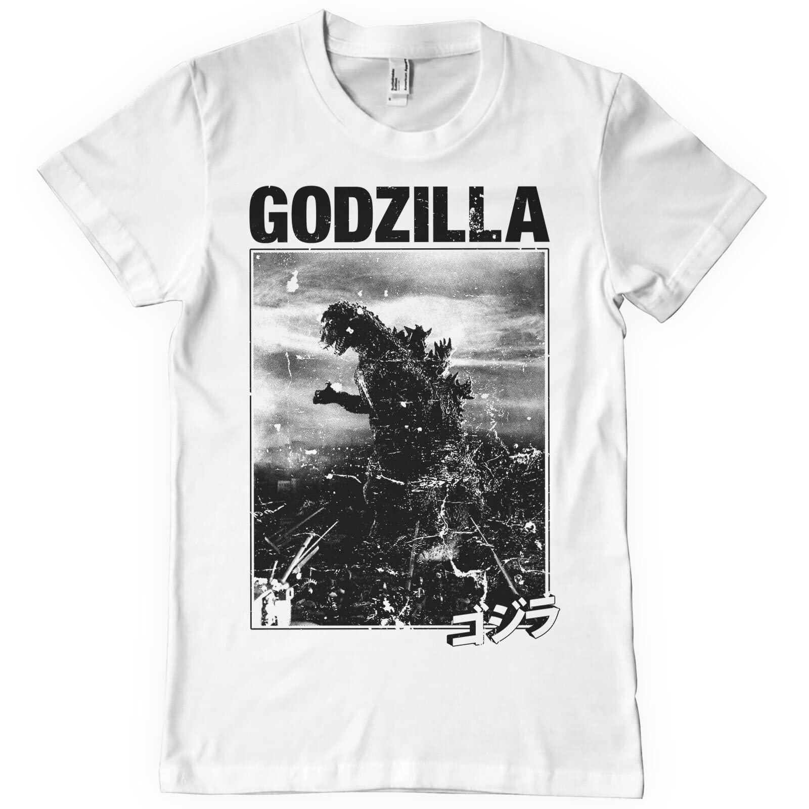 Godzilla Officially Licensed Vintage Mens T-Shirt (White), Large