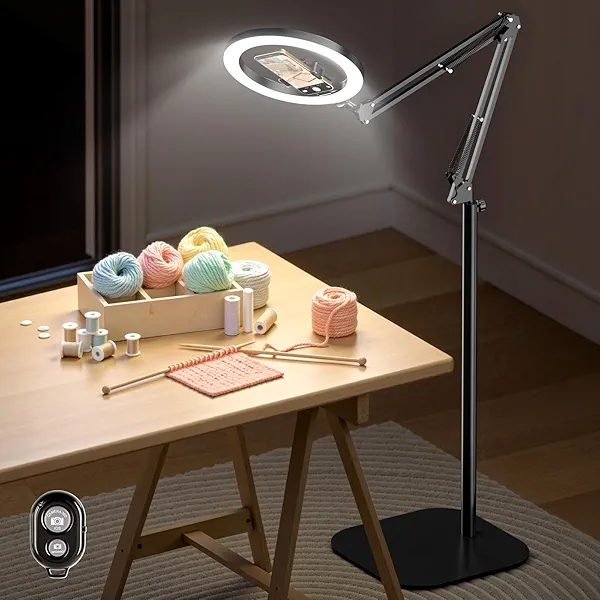 Ring Light Tripod for iPhone with Overhead Phone Mount and Stand, Made for Passionate Crafters, Ideal for Embroidery/Crochet/Knitting/Jewelry Making/Resin Art/Sewing/Painting/Pottery/DIY Crafts