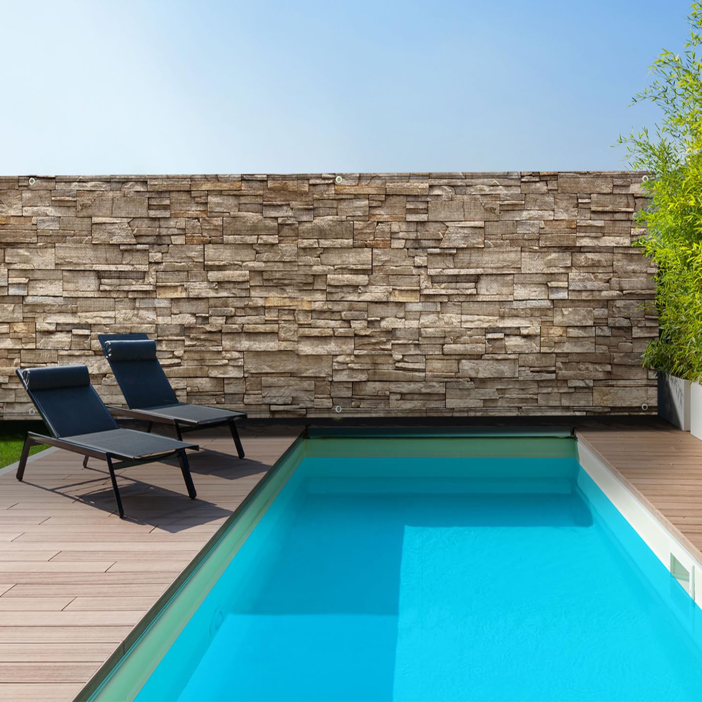 IDMarket - Sichtschutz, blickdicht, 1,2 x 10 m, Motiv Stein, braun, 160 g/m²