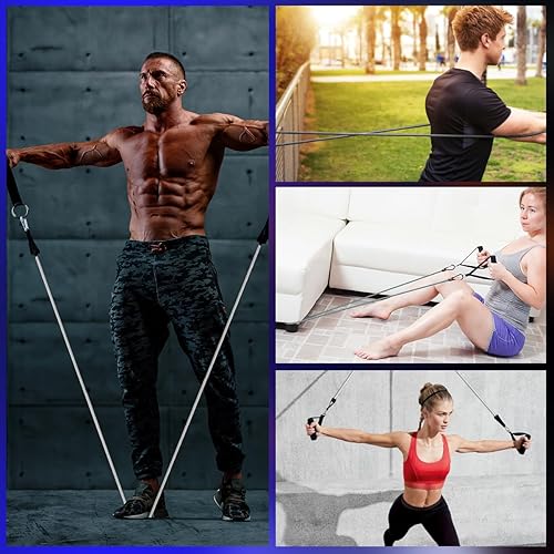 Vista 7 de VEICK Resistance Bands, One Single Exercise Bands, Workout Bands Resistance Training for Home Workouts Fitness Pilates Gris,Rojo-50