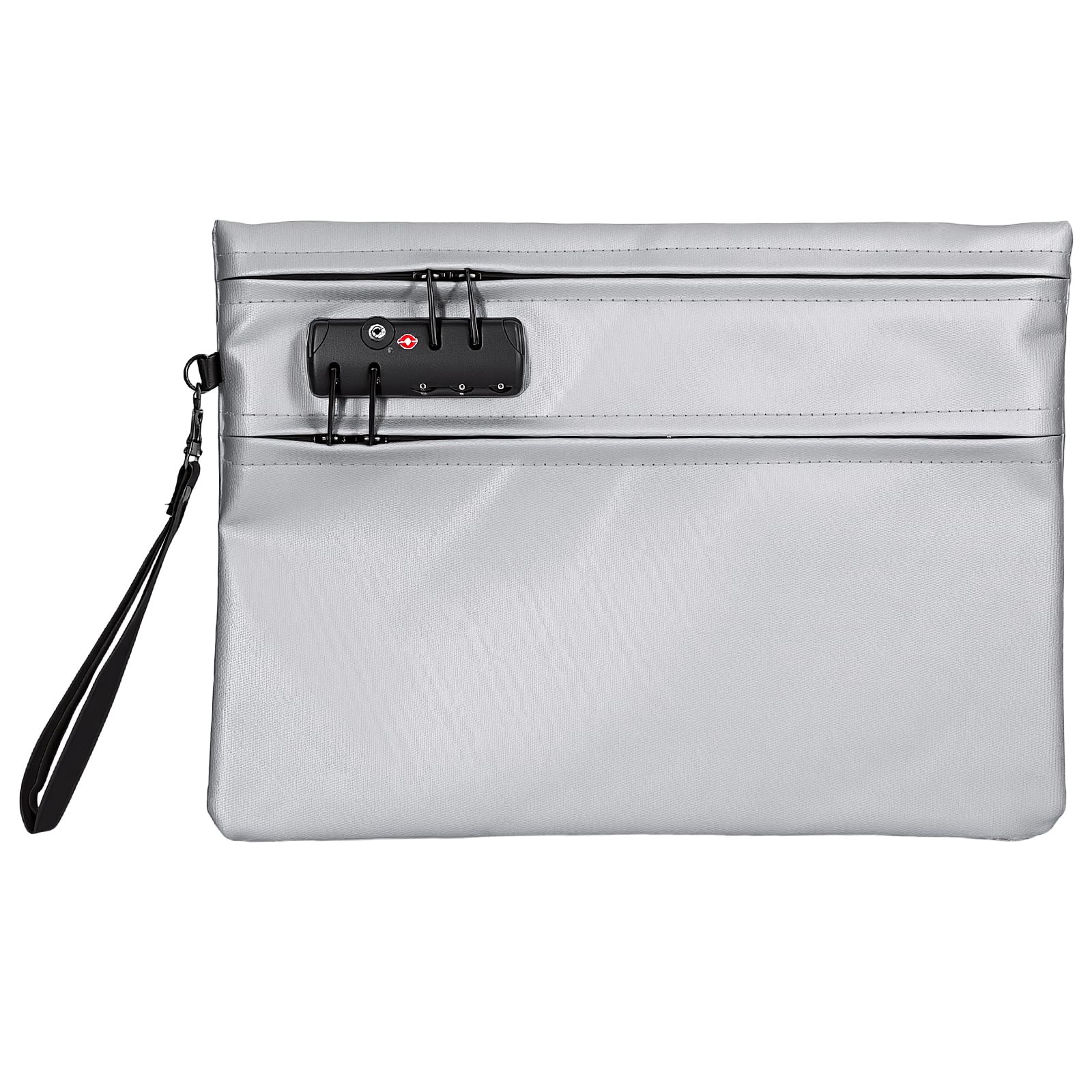 Fireproof Document Bag with Lock, 14.17 x 10.24 Inch Lockable Fire Resistant Money Pouch for Passports, Cash, A4 Papers, Certificates, Jewellery, Home Office and Travel (Silver)