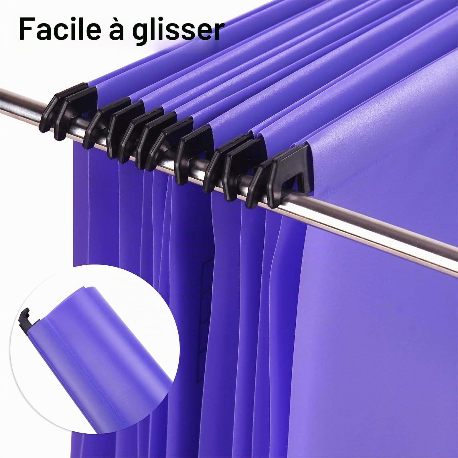 Lot de 12 Grande Dossiers Suspendus Foolscap avec Onglets et inserts en Carte, 4 Couleurs, Mesure 41 x 25 x 37 cm, en Polypropylène, pour Bureau Maison