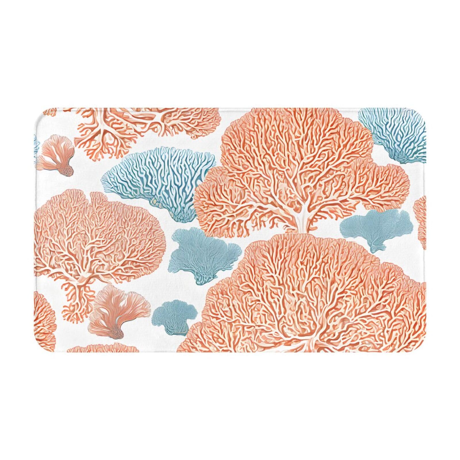Coral Reef Print Living Room Bathroom Kitchen Anti Slip and Absorbent Carpet, Indoor Entrance Door Muddy Floor Mat, Ultra Soft Washable Carpet 21x31.5 Inches