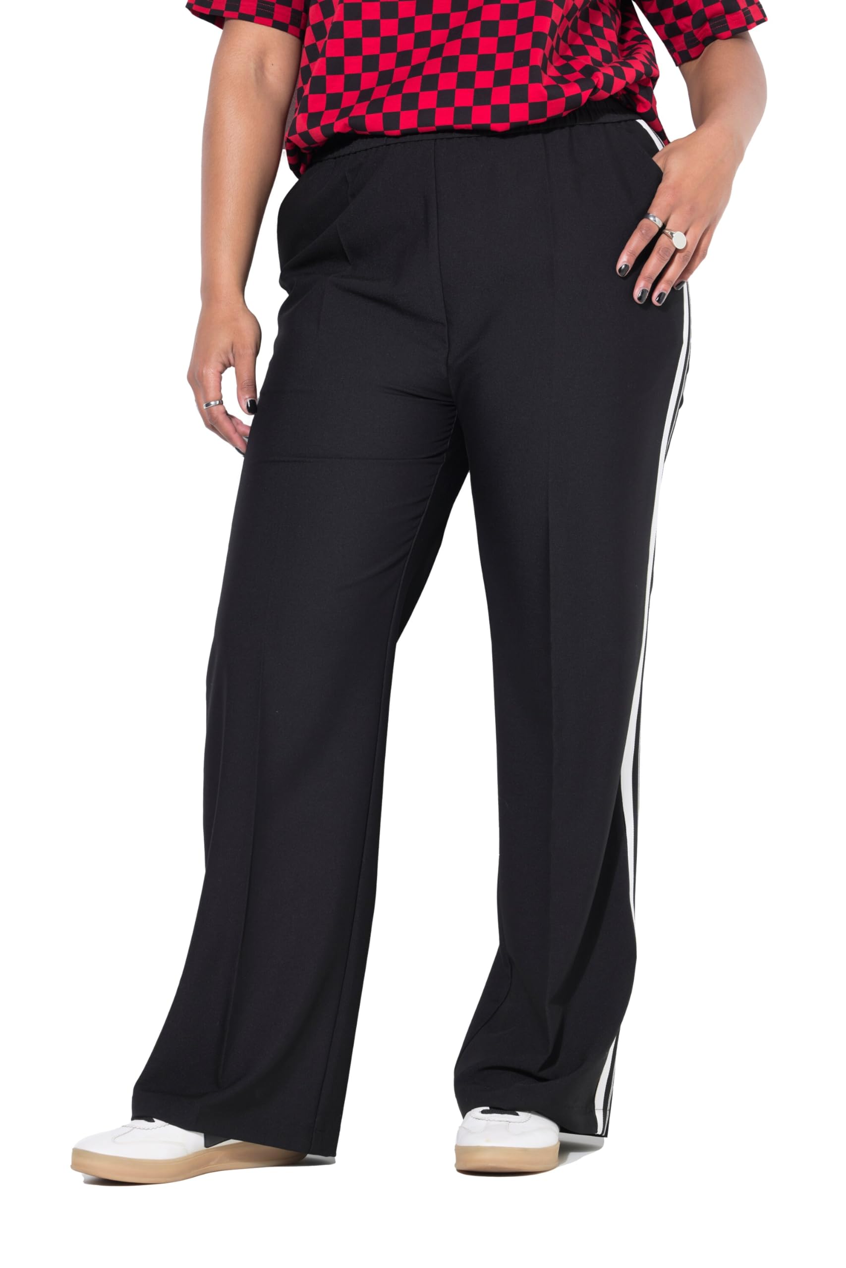 Studio Untold Damen große Größen Übergrößen Plus Size Hose, Straight Wide Legs, Seitenstreifen 842861