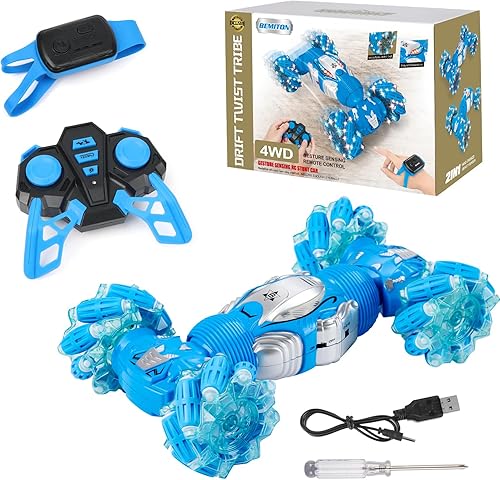 Miniatura 7 de BEMITON Ideas de regalo de cumpleaños para niños de 6 a 12 años, juguete de auto de acrobacias RC con detección de gestos para niños, auto giratorio