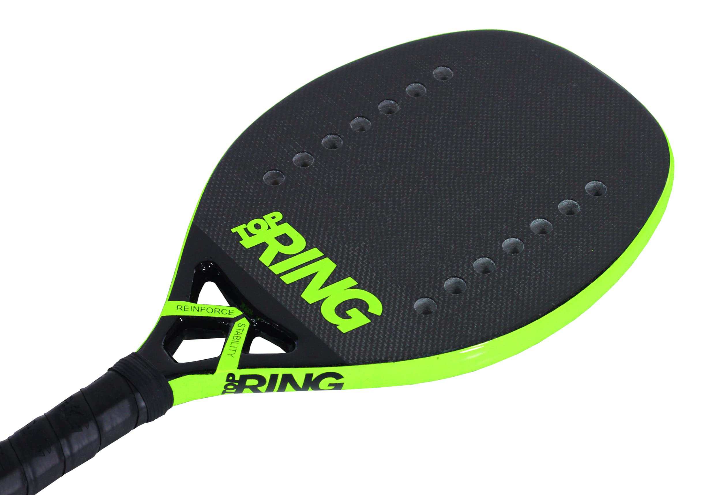 Top Ring Rachetta Beach Tennis Yellow Fluo Logo - 100% Carbon 3K - Spessore 22 mm.