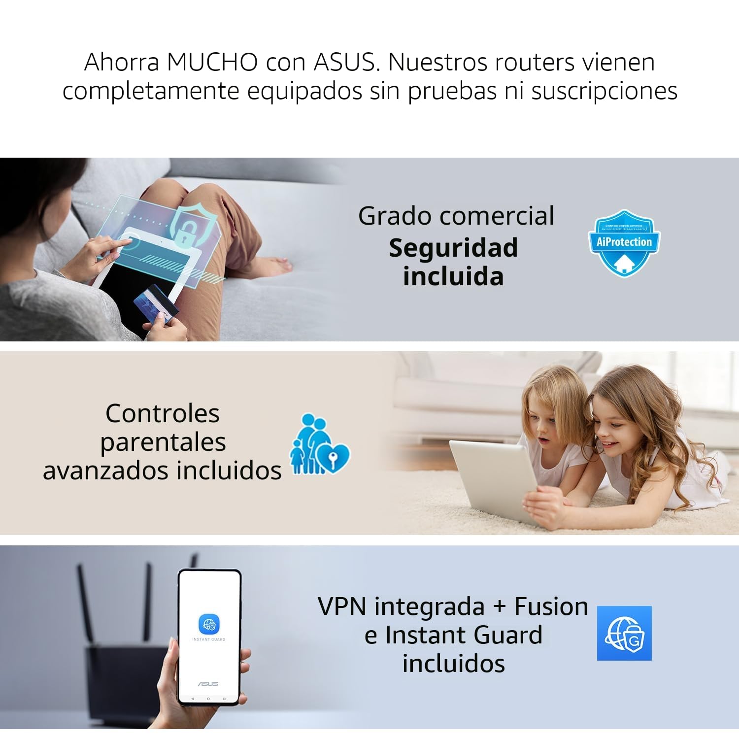 ASUS ZenWiFi XT9 AX7800 Tri-Band WiFi6 Mesh WiFiSystem (1 paquete), 802.11ax, hasta 2850 pies cuadrados y más de 4 habitaciones, AiMesh, seguridad de Internet gratuita de por vida, controles