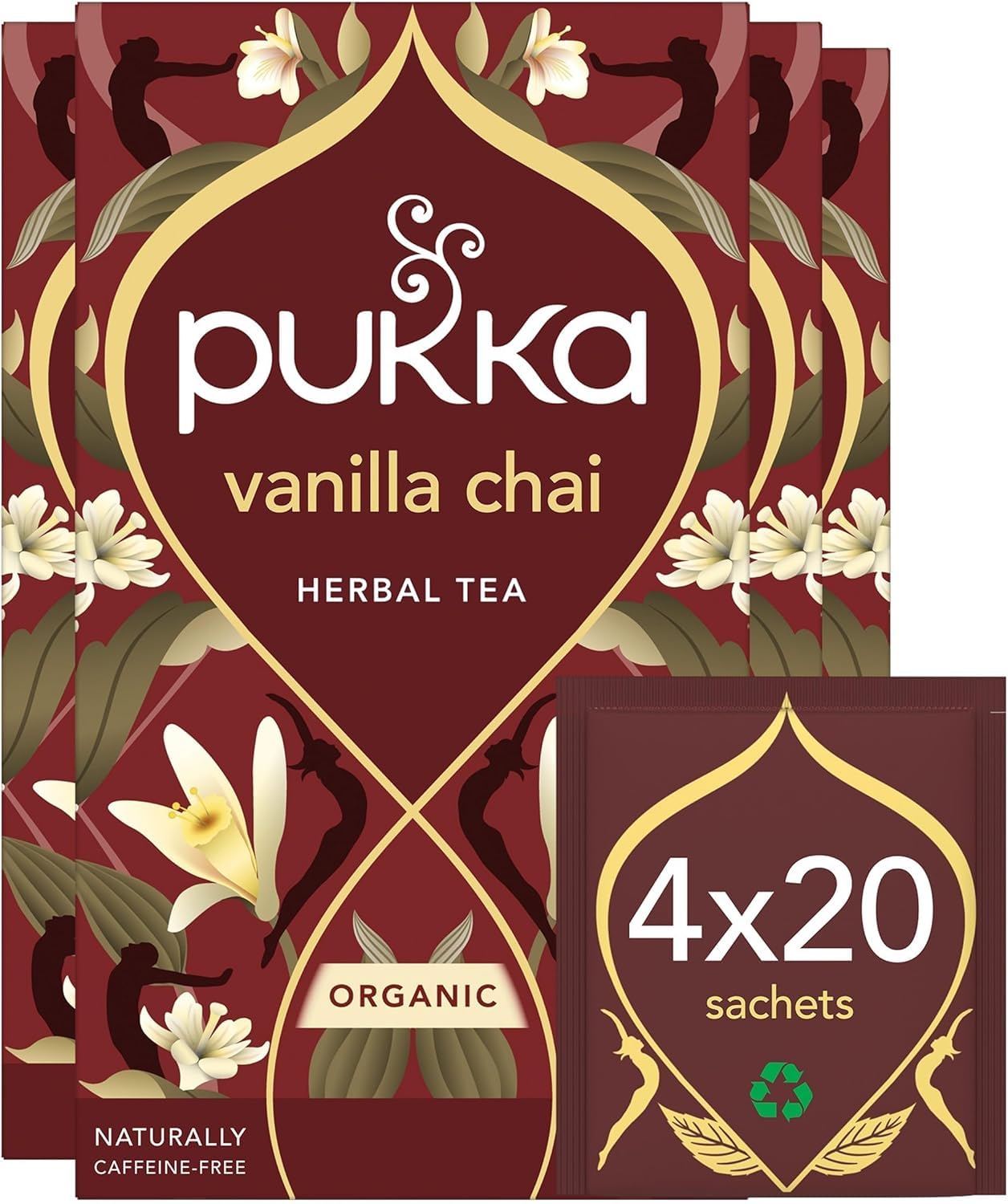 Pukka Herbs Vanilla Chai Organic Herbal Tea, 80 Teabags, Cinnamon & Ginger