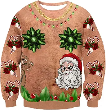 Idgreatim Unisex Ugly Christmas Crewneck Sweatshirt Novelty 3D Graphic Long Sleeve Sweater Shirt