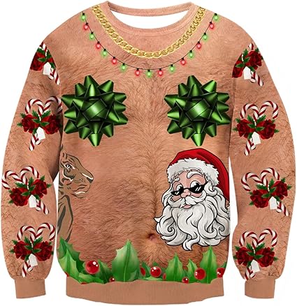 Idgreatim Unisex Ugly Christmas Crewneck Sweatshirt Novelty 3D Graphic Long Sleeve Sweater Shirt