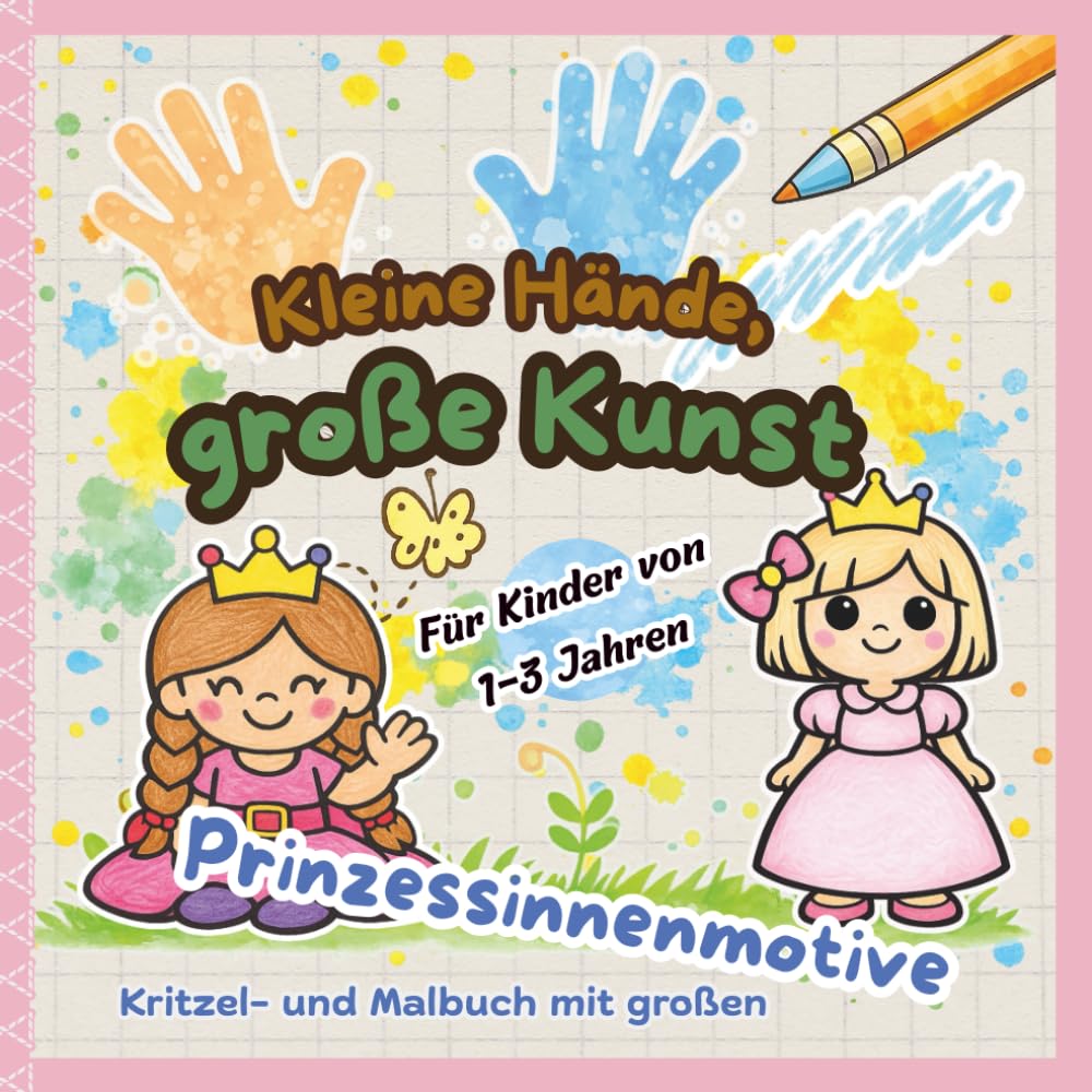 Kleine Hände, große Kunst: Kritzel- und Malbuch mit großen Prinzessinnenmotive für Kinder von 1-3 Jahren