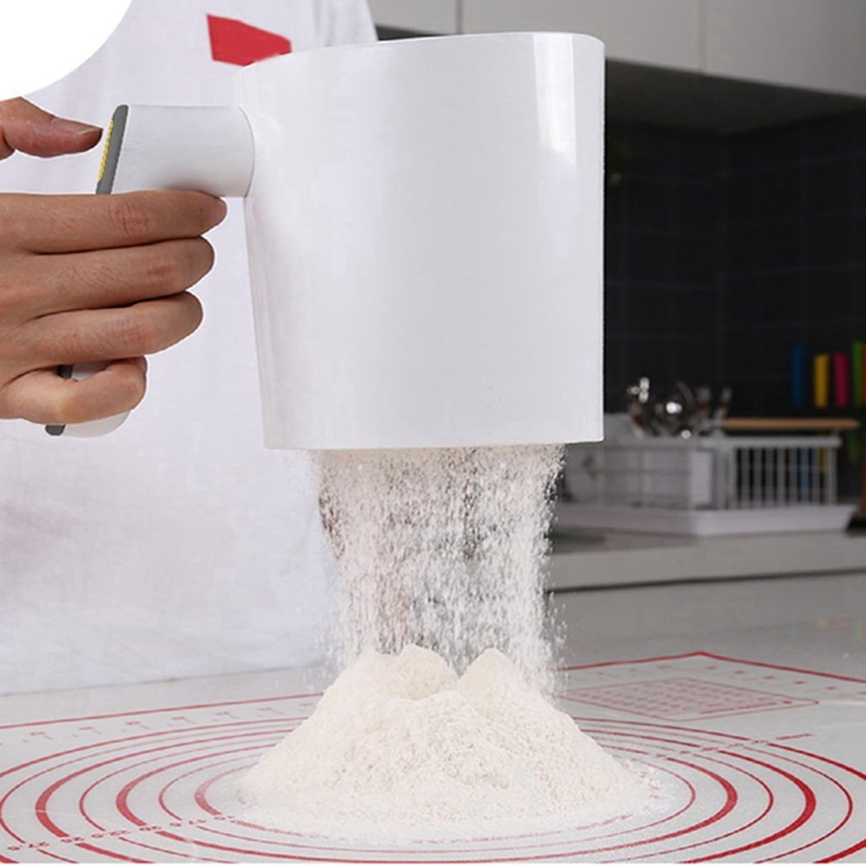 2X Tamizador Eléctrico de Mano para Harina, Polvo de Azúcar Glaseado, Tamiz de Harina de Acero Inoxidable, Tamiz en Forma de, Herramienta para Pastelería de Cocina
