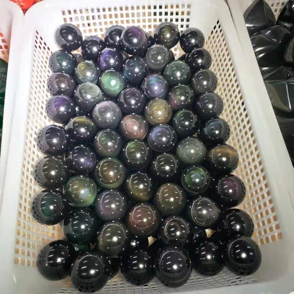 Piedras de Bola de Esfera de Cristal de luz de Flash de obsidiana Negra Natural for decoración del hogar(48-50MM)