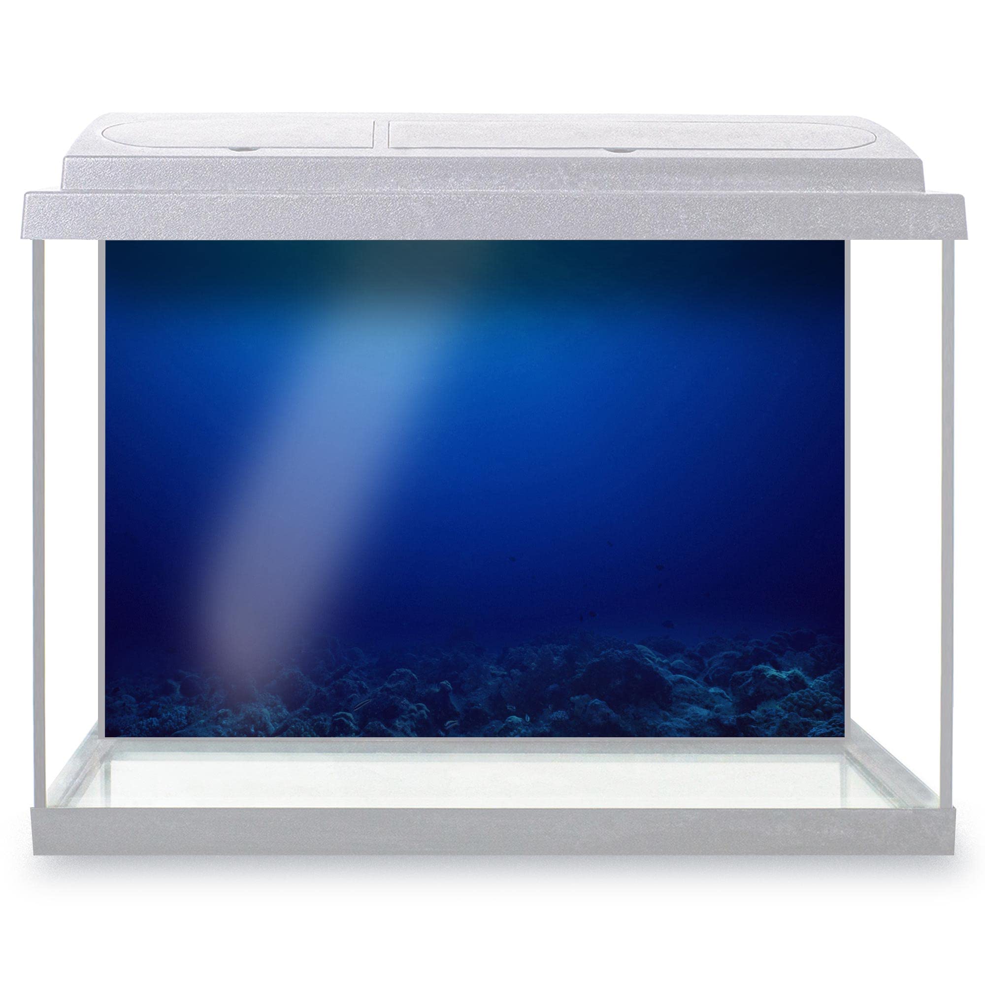 DV DESIGN Aquarium Fish Tank Background 32x21 cm - Bottom Sea Underwater World Blue Texture Ocean Marine Static Cling Vinyl Vivarium Terrarium External Application #500071 — image 1