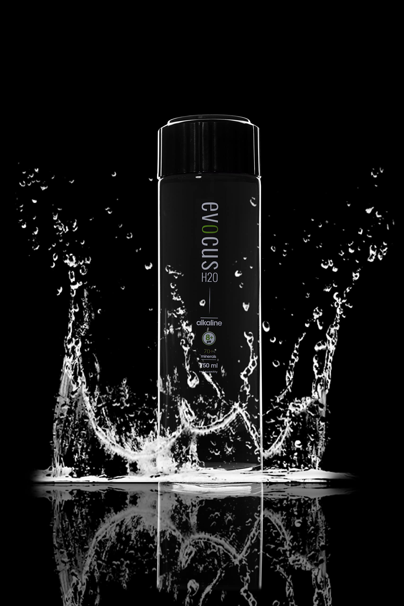 Evocus Black Alkaline Drink Infused with Essential Minerals, 8+ pH