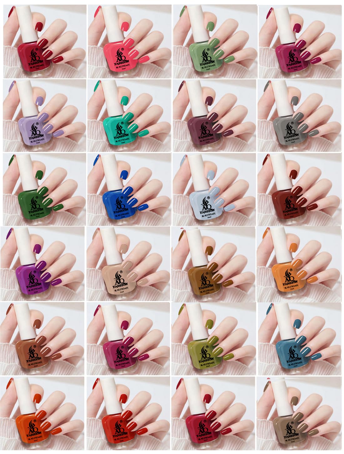AQ FASHION Quick Drying Long Lasting High Shine Nail Polish For Women & Girl (UJ) Set of 24 Multicolor (Pack of 24)-image-25