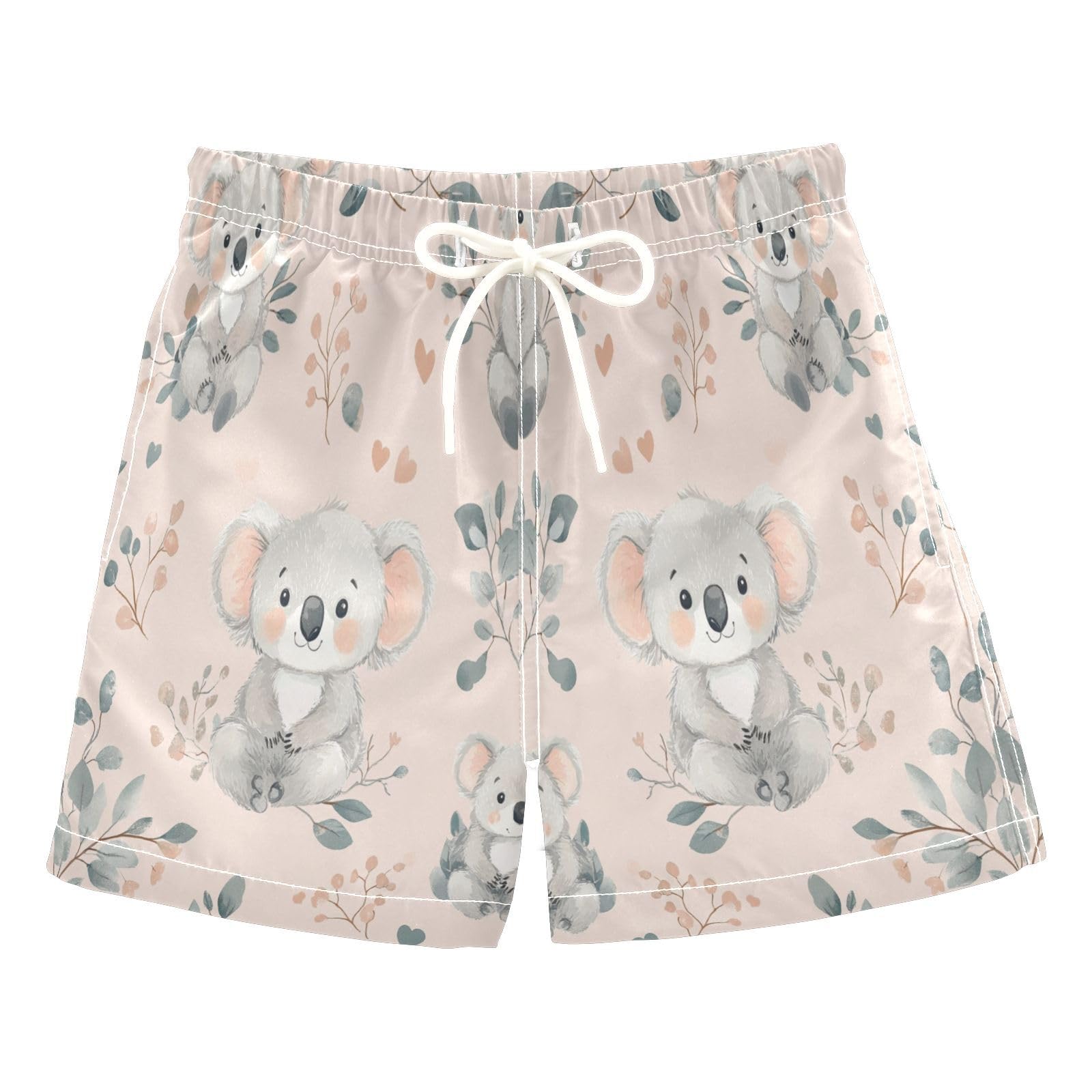 Jucciaco Boys Swim Trunk Koala Cute Cartoon Beach Board Shorts Teen Swimwear Multicolor