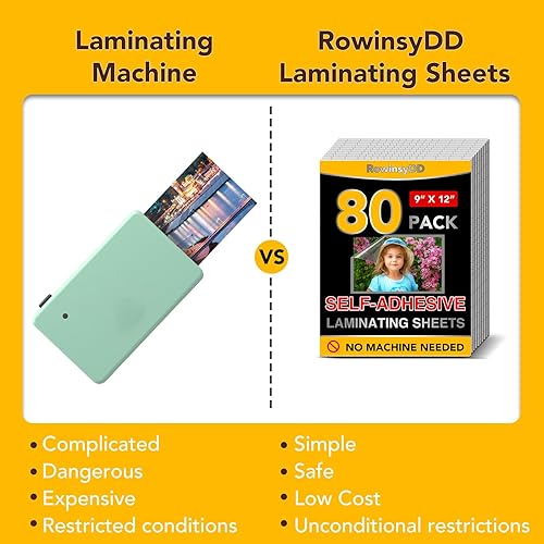 Miniatura 12 de 130 hojas de laminación autoadhesivas, 9 x 12 pulgadas, hojas laminadoras transparentes, no necesitan máquina, hojas laminadas autosellantes 130