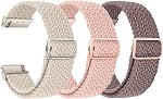 Quick Release Watch Strap 22mm - 3 Pcs, Adjustable Nylon Braided Stretchy Band Breathable Elastic Replacement Bracelet for Smartwatches and Wristwatches (Olive Green+Sea Blue+Black)
