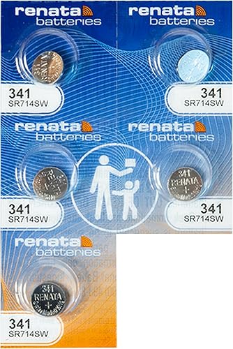 Renata 341 SR714SW - Batería para reloj, óxido de plata de 1,55 V, tira de 5 baterías